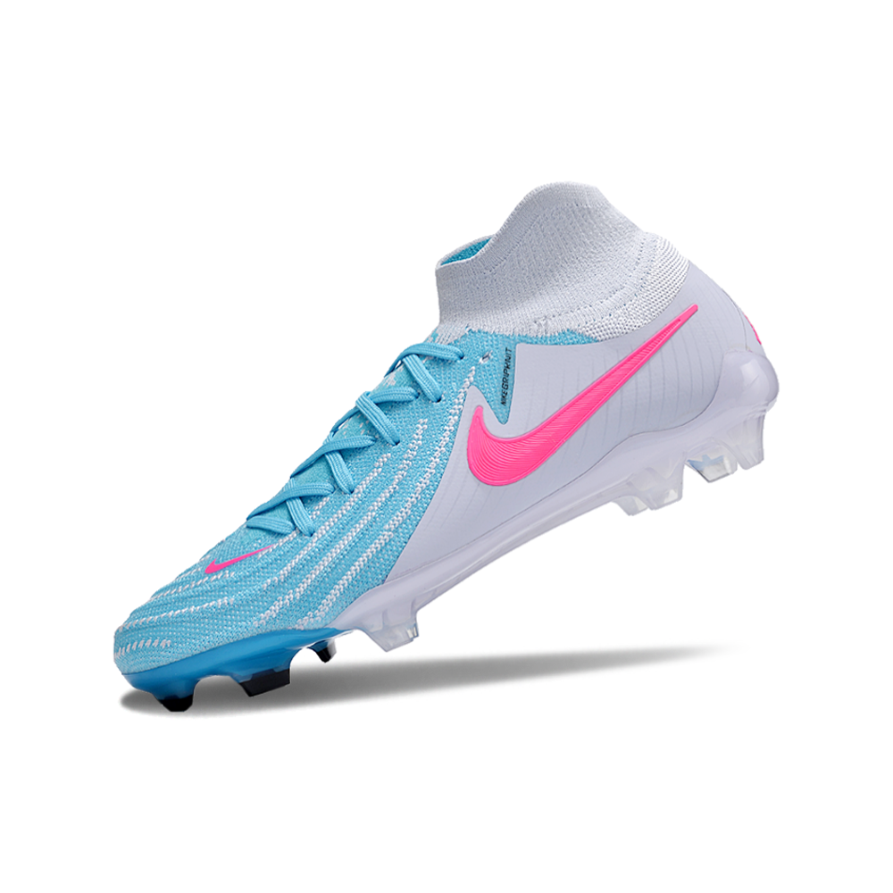 Chuteira Campo Nike Phantom Luna Elite FG Cinza, Azul e Rosa