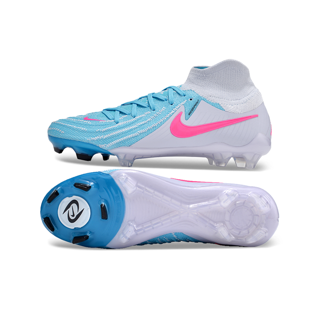 Chuteira Campo Nike Phantom Luna Elite FG Cinza, Azul e Rosa