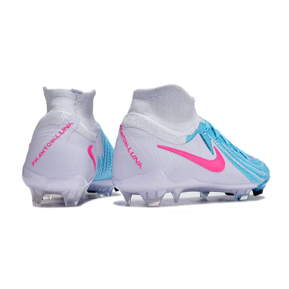 Chuteira Campo Nike Phantom Luna Elite FG Cinza, Azul e Rosa
