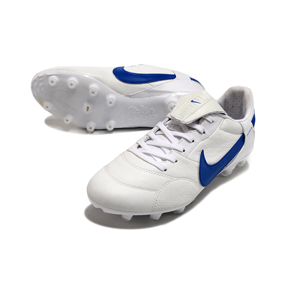 Chuteira Campo Nike Premier 3 FG Branca e Azul