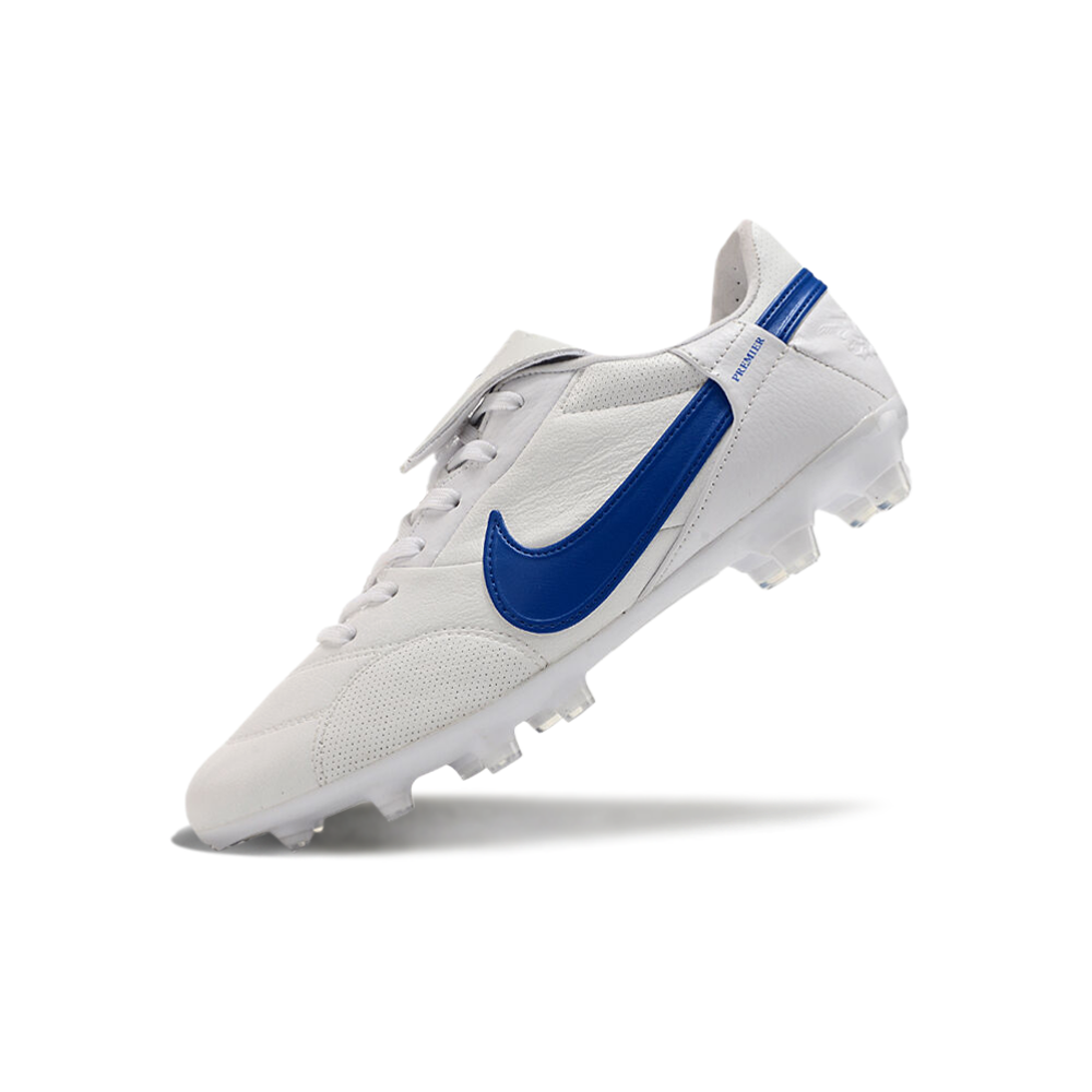 Chuteira Campo Nike Premier 3 FG Branca e Azul