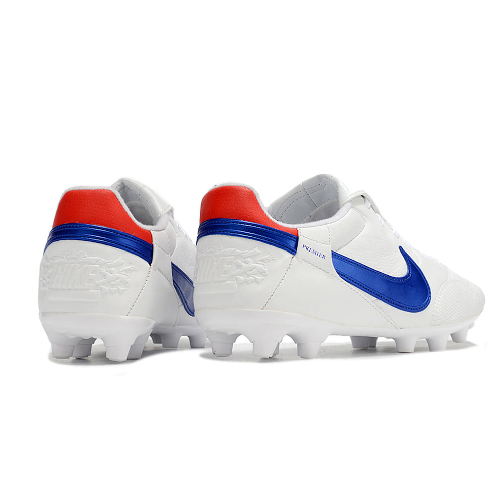 Chuteira Campo Nike Premier 3 FG Branca e Azul 