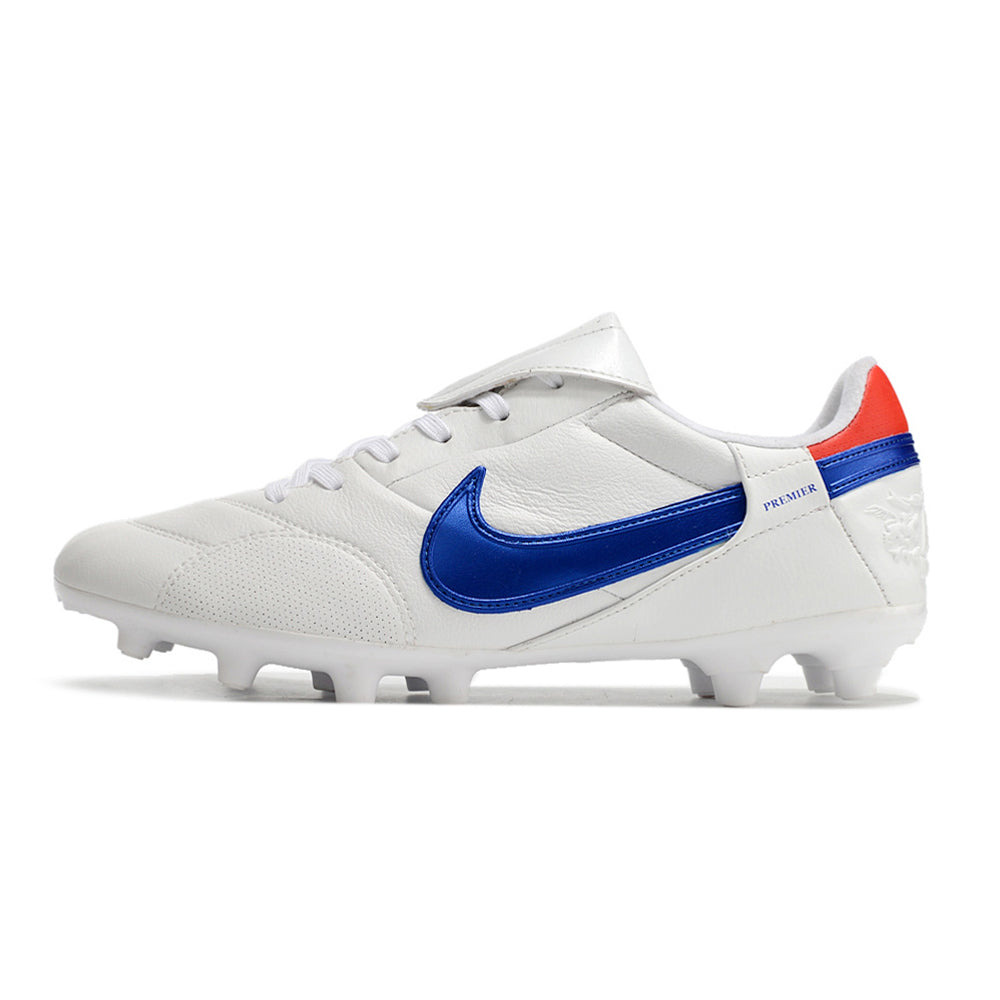 Chuteira Campo Nike Premier 3 FG Branca e Azul 