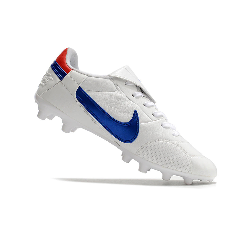 Chuteira Campo Nike Premier 3 FG Branca e Azul 