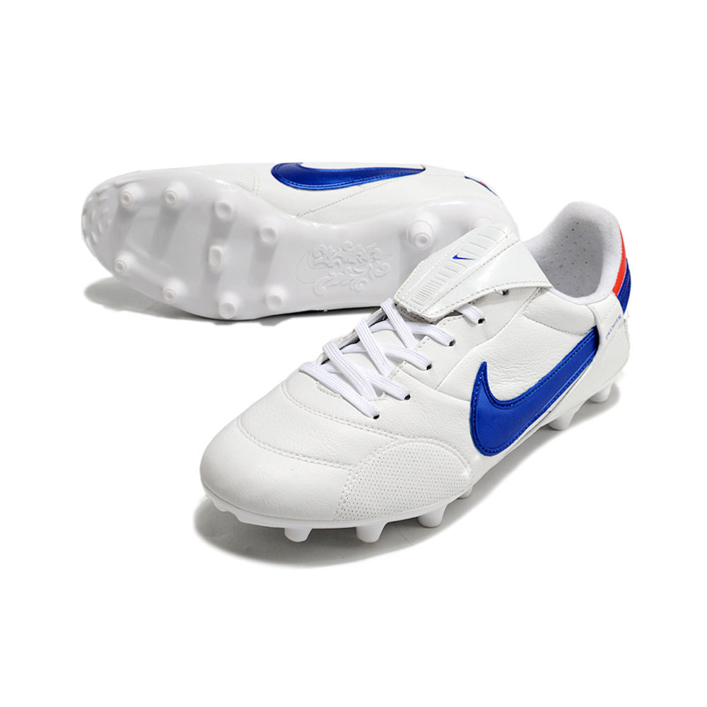 Chuteira Campo Nike Premier 3 FG Branca e Azul 