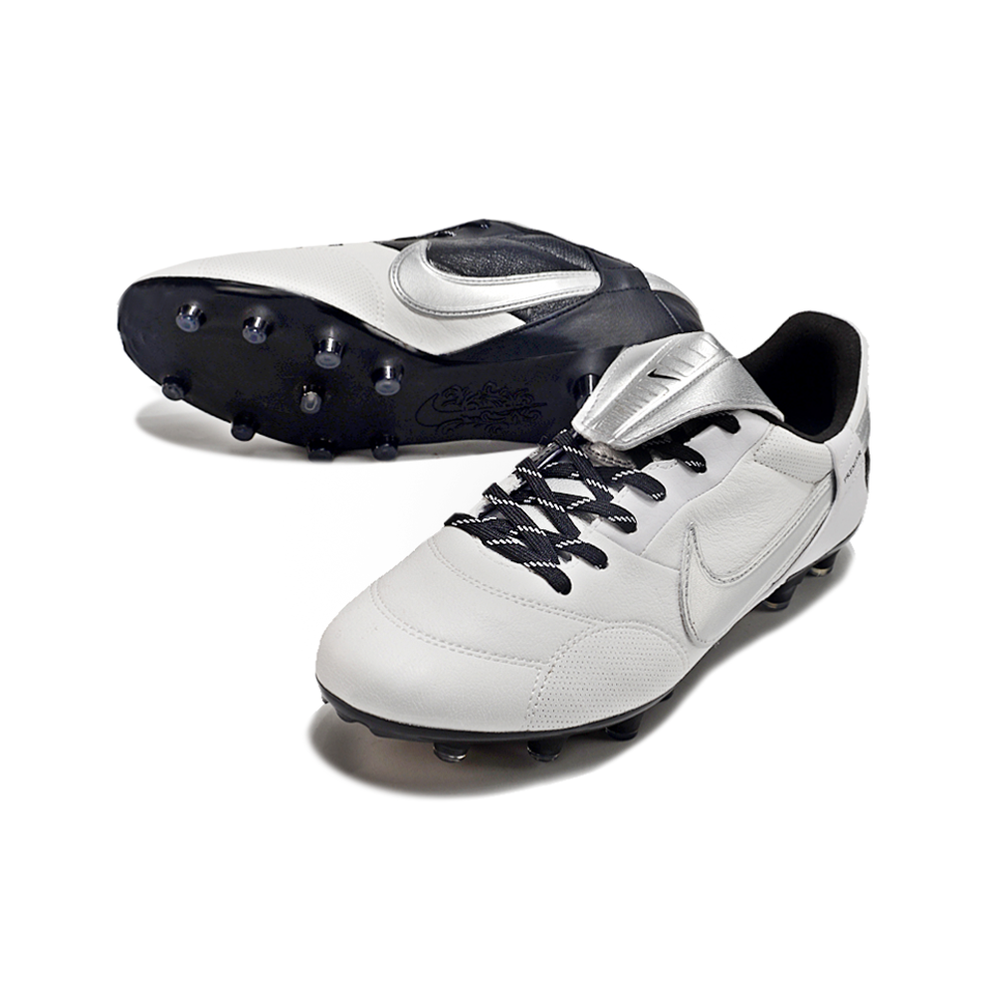 Chuteira Campo Nike Premier 3 FG Branca e Prata