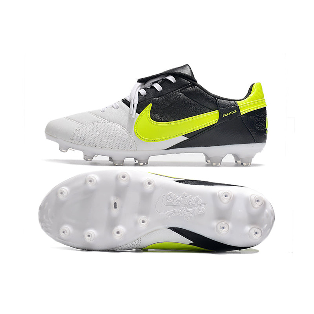 Chuteira Campo Nike Premier 3 FG Branca, Preta e Verde 