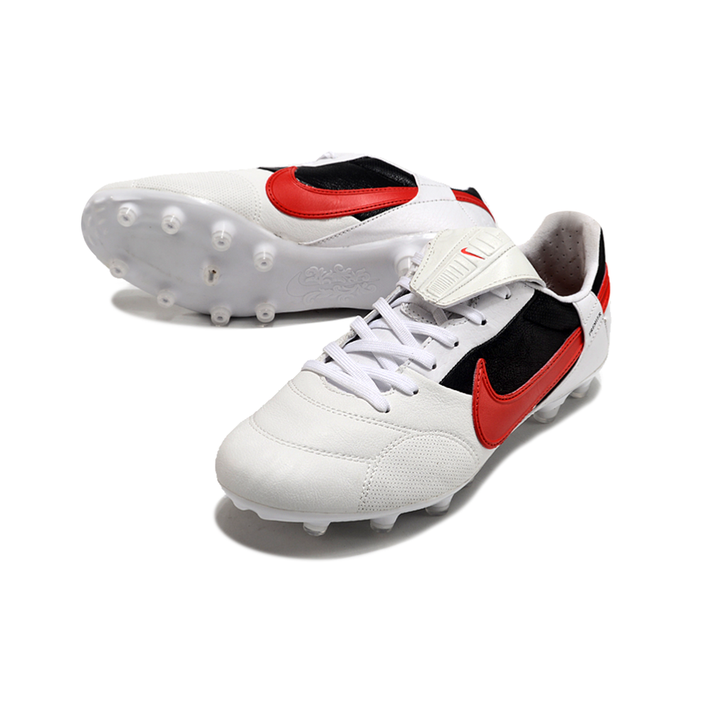 Chuteira Campo Nike Premier 3 FG Branca, Vermelha e Preta