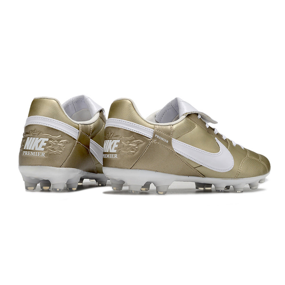 Chuteira Campo Nike Premier 3 FG Dourada e Branca