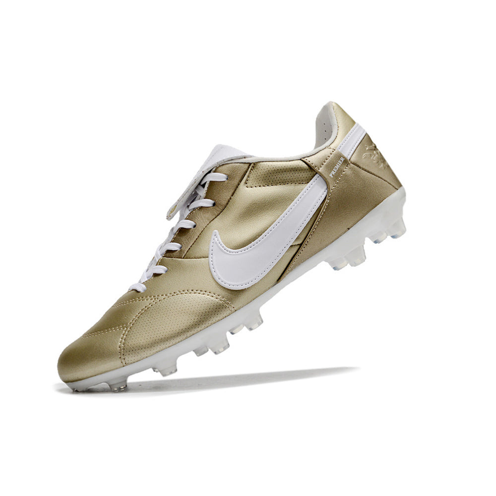 Chuteira Campo Nike Premier 3 FG Dourada e Branca