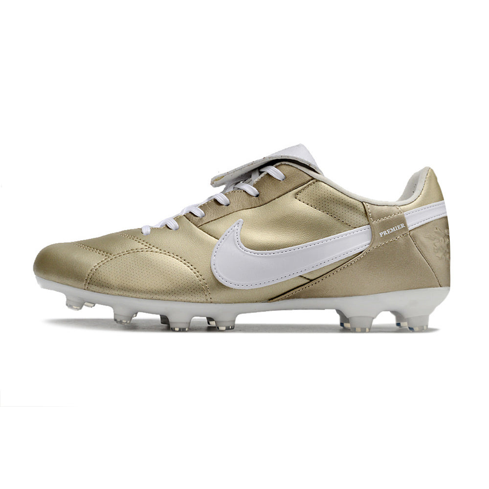 Chuteira Campo Nike Premier 3 FG Dourada e Branca