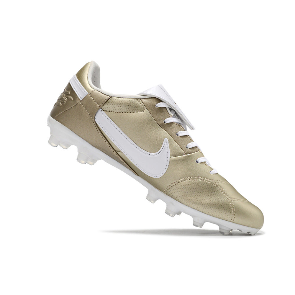 Chuteira Campo Nike Premier 3 FG Dourada e Branca