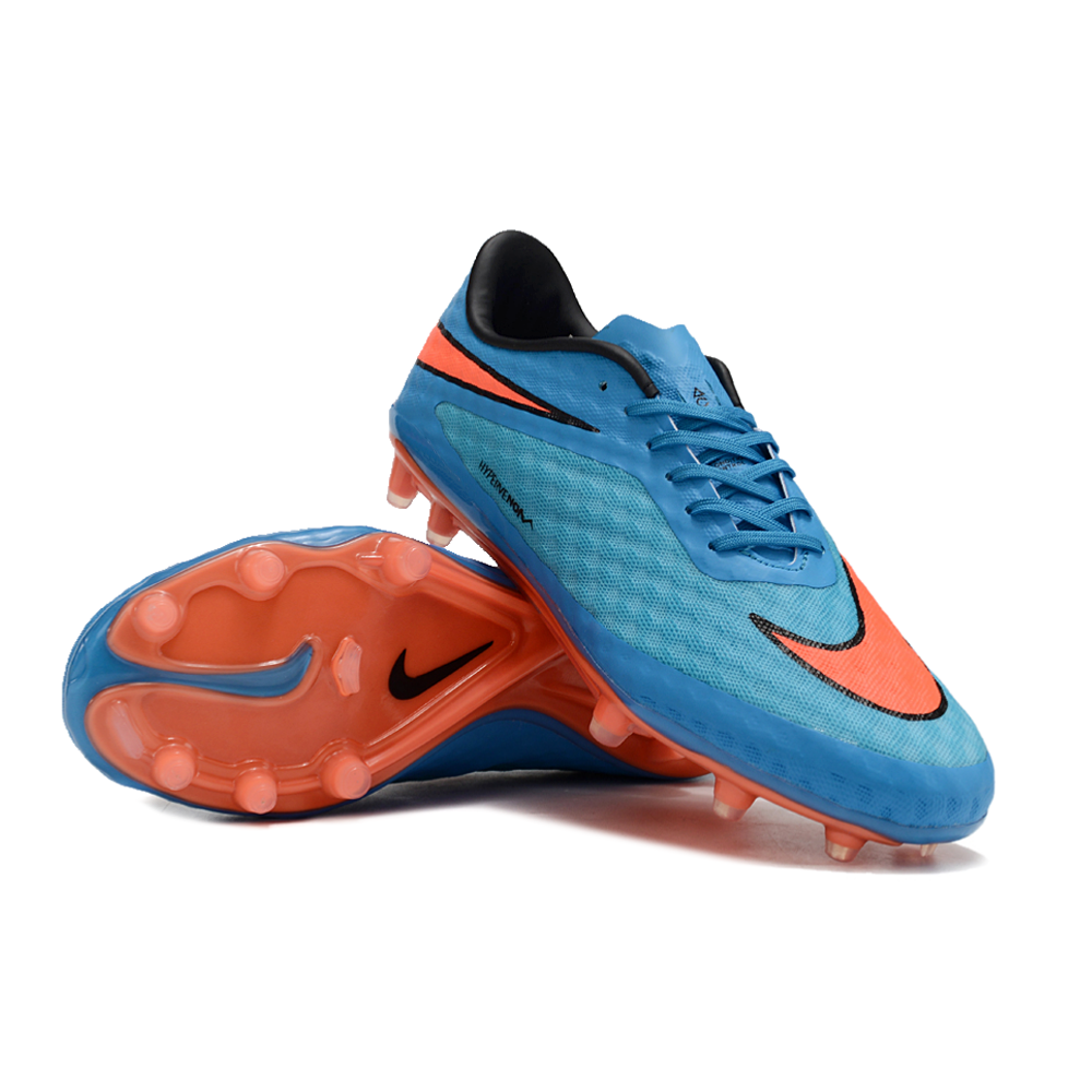 Chuteira Campo Nike Retrô Hypervenom Phantom I FG Azul, Laranja e Preto