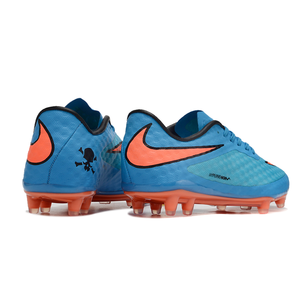 Chuteira Campo Nike Retrô Hypervenom Phantom I FG Azul, Laranja e Preto