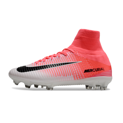 Chuteira Campo Nike Retrô Mercurial Superfly 5 FG Branca e Rosa
