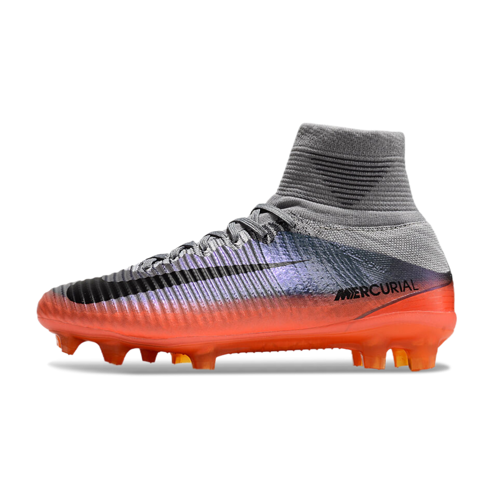 Chuteira Campo Nike Retrô Mercurial Superfly 5 FG Prata e Laranja CR7