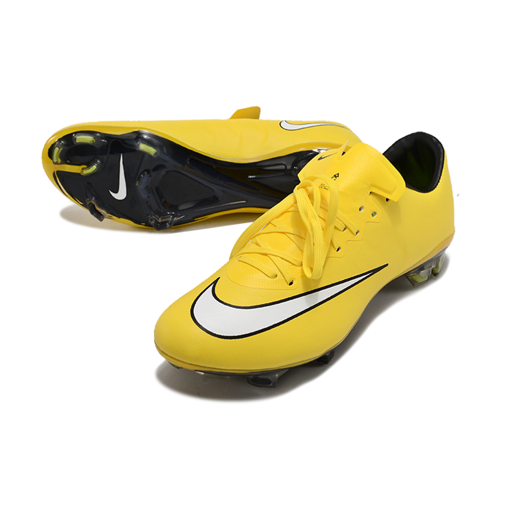 Chuteira Campo Nike Retrô Mercurial Vapor 10 FG Amarela e Branca