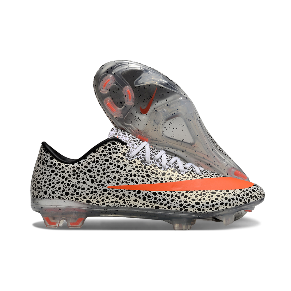 Chuteira Campo Nike Retrõ Mercurial Vapor 10 FG Branca, Preta e Laranja