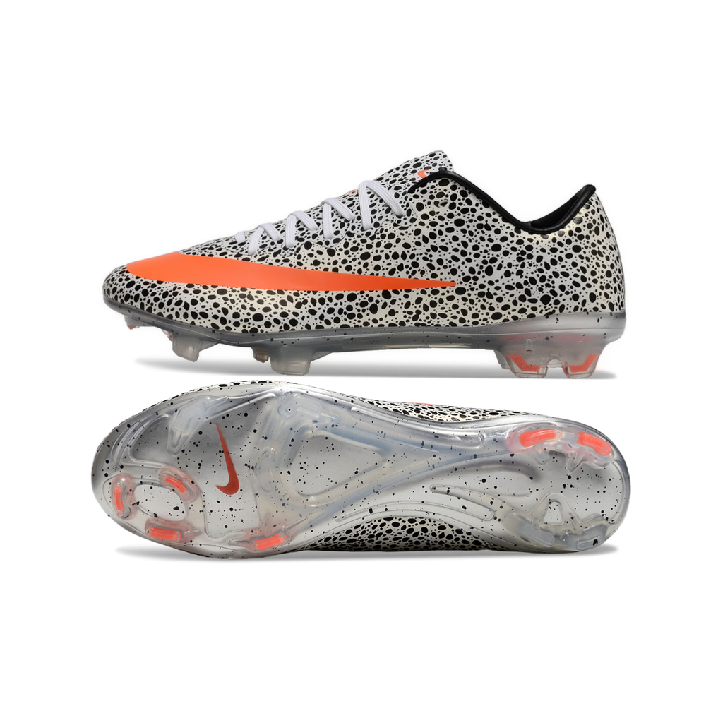Chuteira Campo Nike Retrõ Mercurial Vapor 10 FG Branca, Preta e Laranja