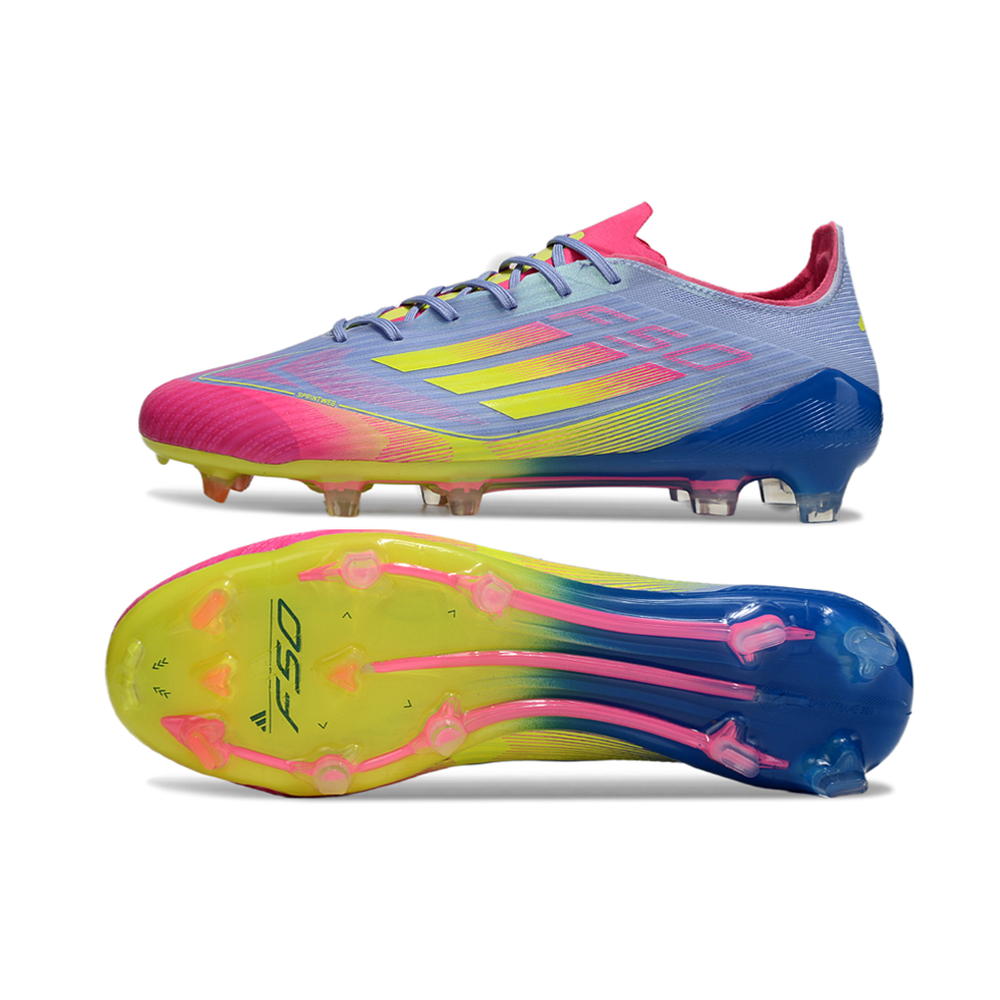 Chuteira Campo Adidas F50 FG Azul e Rosa 