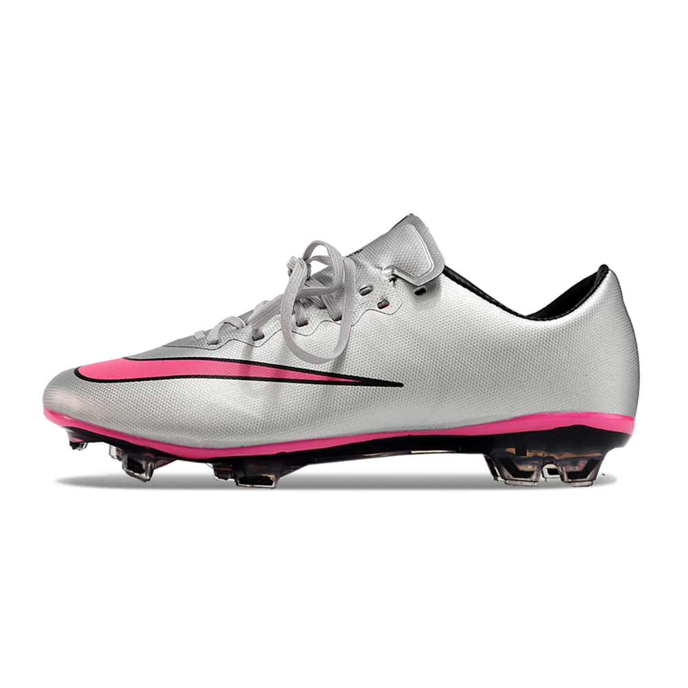 Chuteira Campo Nike Retrô Mercurial Vapor 10 FG Prata e Rosa
