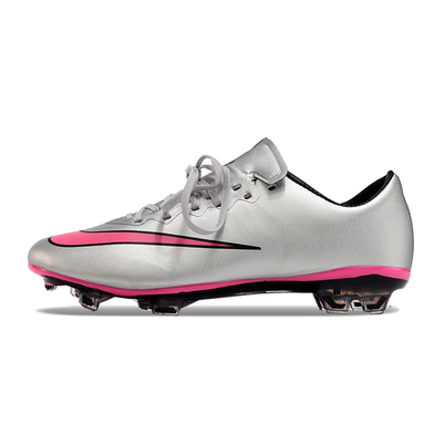 Chuteira Campo Nike Retrô Mercurial Vapor 10 FG Prata e Rosa