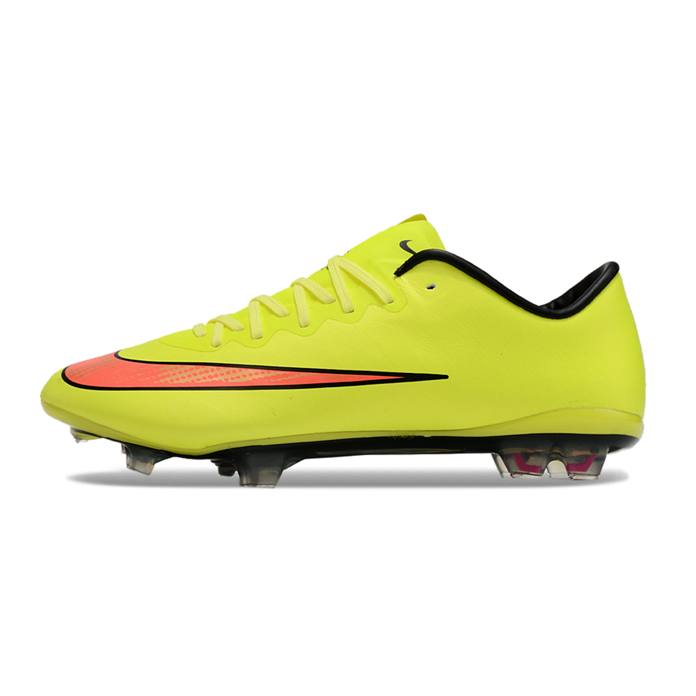 Chuteira Campo Nike Retrô Mercurial Vapor 10 FG Verde Neon e Laranja