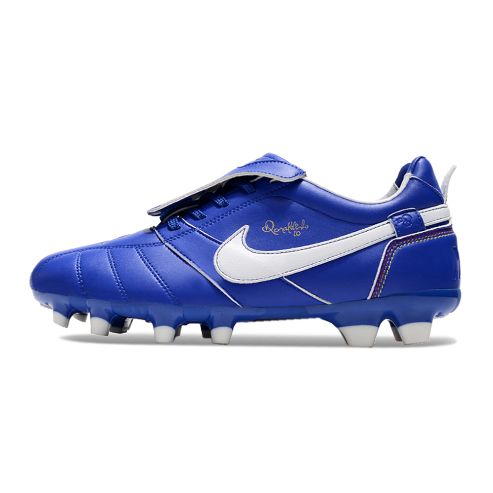 Chuteira Campo Nike Retrô Tiempo Legend R10 Elite Azul e Branca