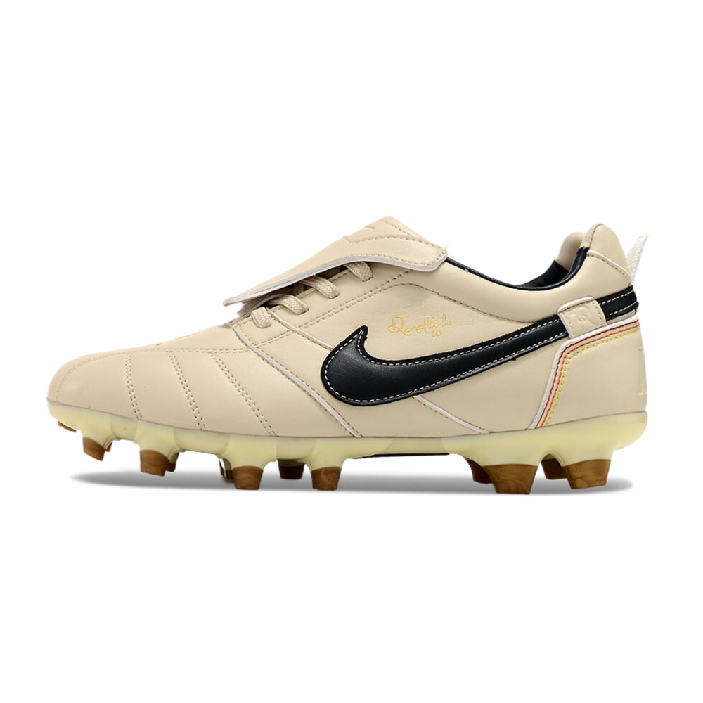 Chuteira Campo Nike Retrô Tiempo Legend R10 Elite Bege e Preta
