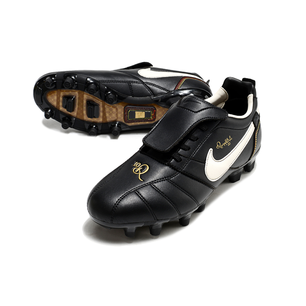 Chuteira Campo Nike Retrô Tiempo Legend R10 Elite Preta e Branca