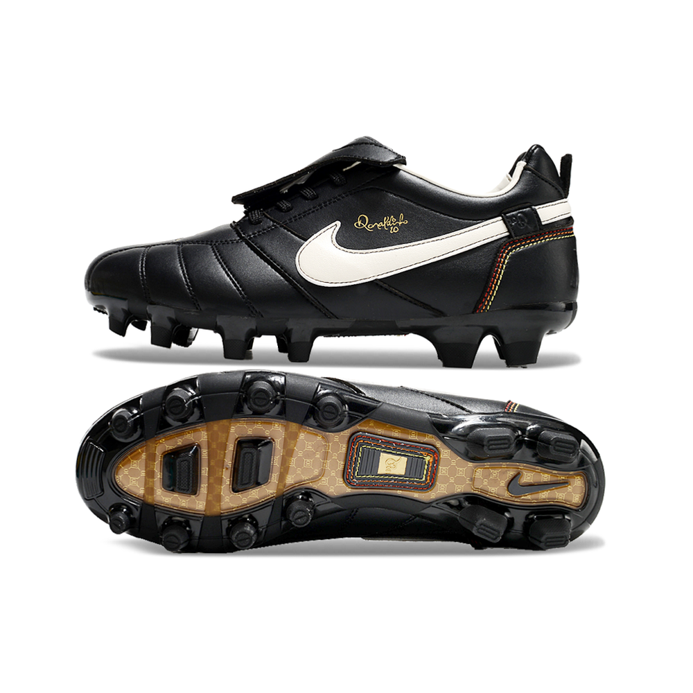 Chuteira Campo Nike Retrô Tiempo Legend R10 Elite Preta e Branca