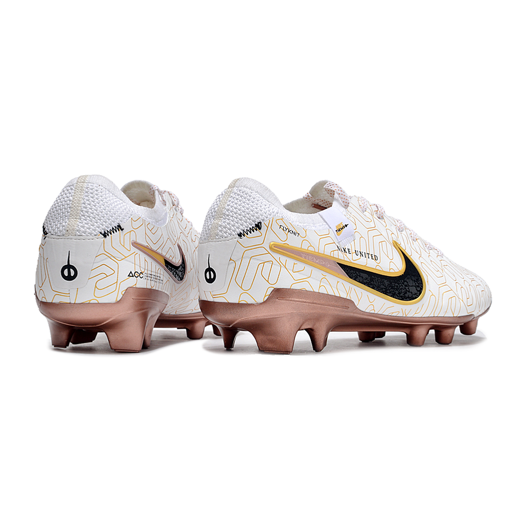 Chuteira Campo Nike Tiempo Legend 10 Elite FG Branca e Dourada 