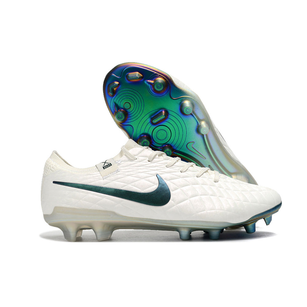 Chuteira Campo Nike Tiempo Legend 10 Elite FG Branca e Verde 