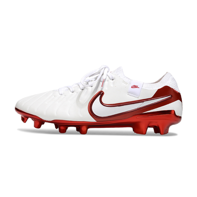 Chuteira Campo Nike Tiempo Legend 10 Elite FG Branca e Vermelha 