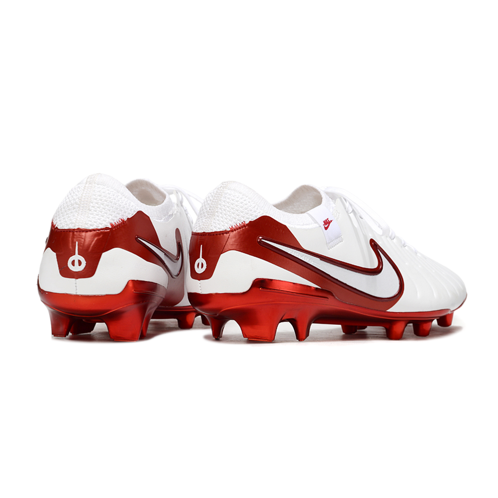 Chuteira Campo Nike Tiempo Legend 10 Elite FG Branca e Vermelha 
