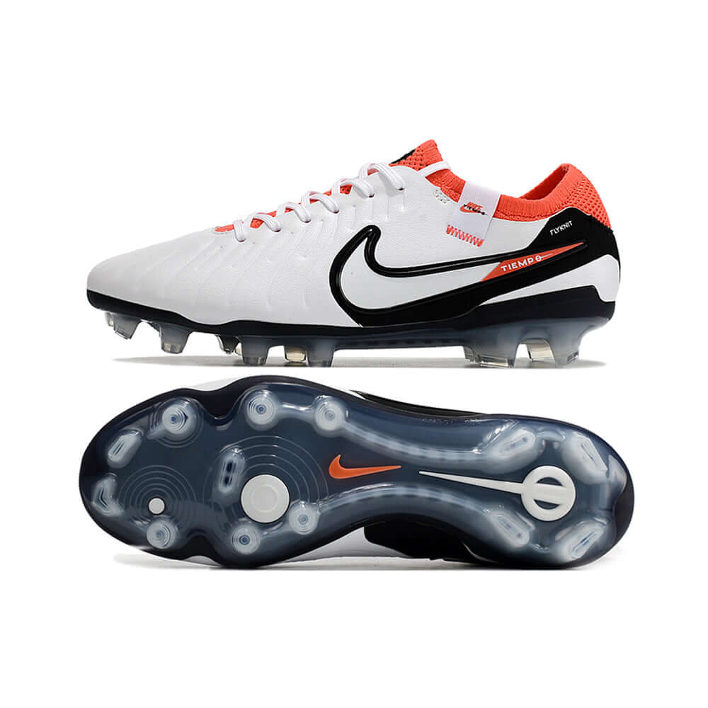 Chuteira Campo Nike Tiempo Legend 10 Elite FG Branca, Preta e Vermelha 