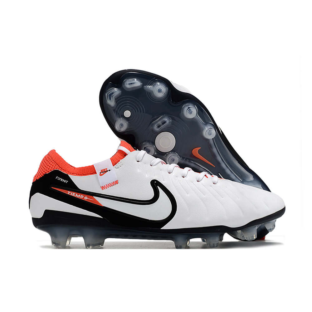 Chuteira Campo Nike Tiempo Legend 10 Elite FG Branca, Preta e Vermelha 