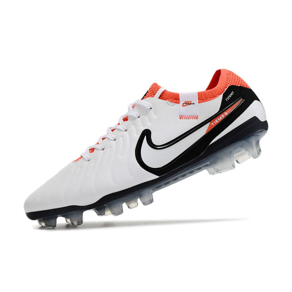 Chuteira Campo Nike Tiempo Legend 10 Elite FG Branca, Preta e Vermelha 
