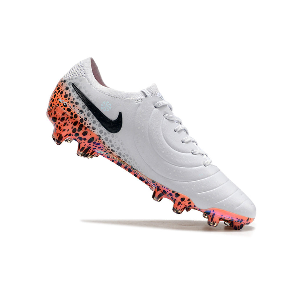 Chuteira Campo Nike Tiempo Legend 10 Elite FG Branca, Preto e Laranja 