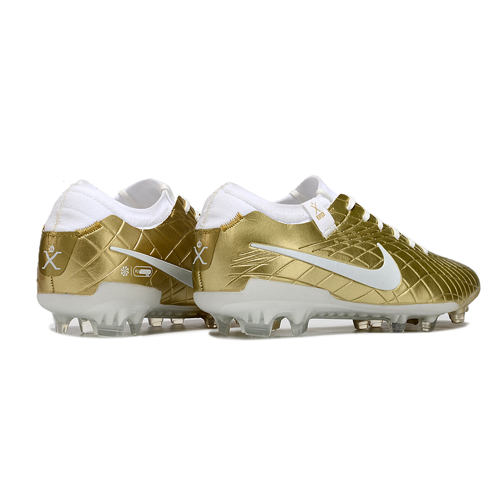 Chuteira Campo Nike Tiempo Legend 10 Elite FG Dourada e Branca