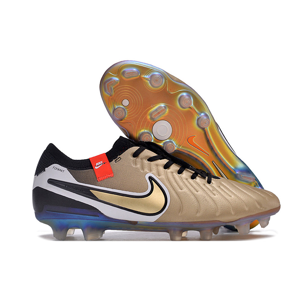 Chuteira Campo Nike Tiempo Legend 10 Elite FG Dourado e Preto 