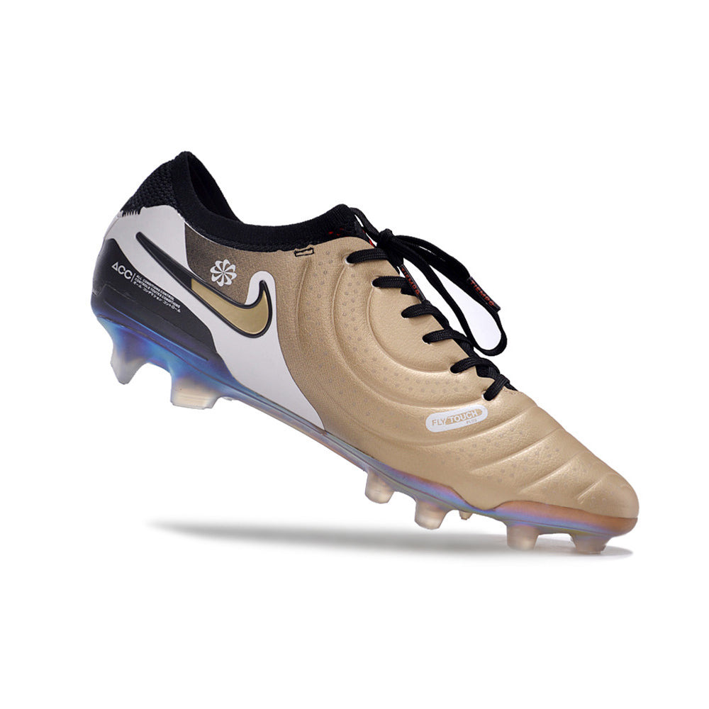 Chuteira Campo Nike Tiempo Legend 10 Elite FG Dourado e Preto 