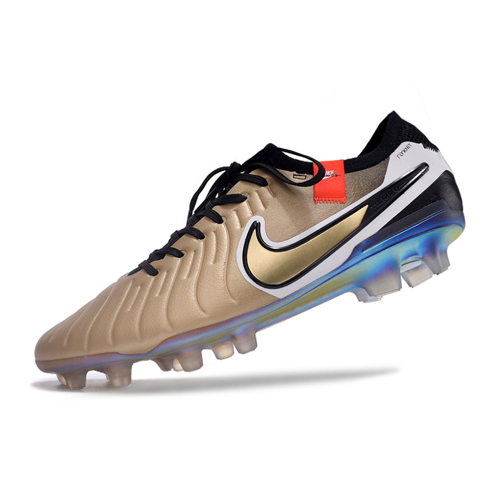 Chuteira Campo Nike Tiempo Legend 10 Elite FG Dourado e Preto 