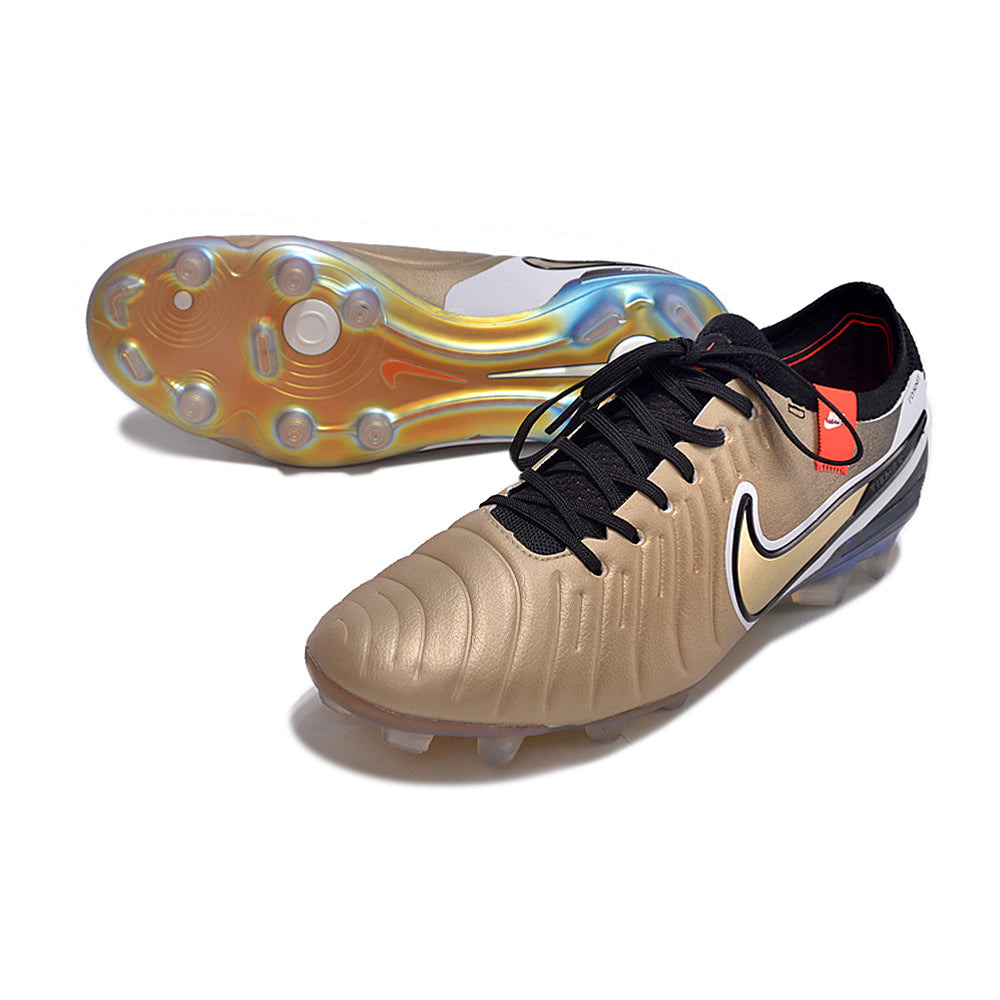 Chuteira Campo Nike Tiempo Legend 10 Elite FG Dourado e Preto 