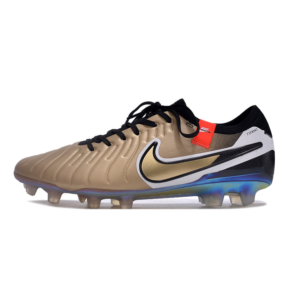 Chuteira Campo Nike Tiempo Legend 10 Elite FG Dourado e Preto 