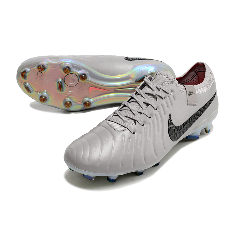Chuteira Campo Nike Tiempo Legend 10 Elite FG Prata e Preto 