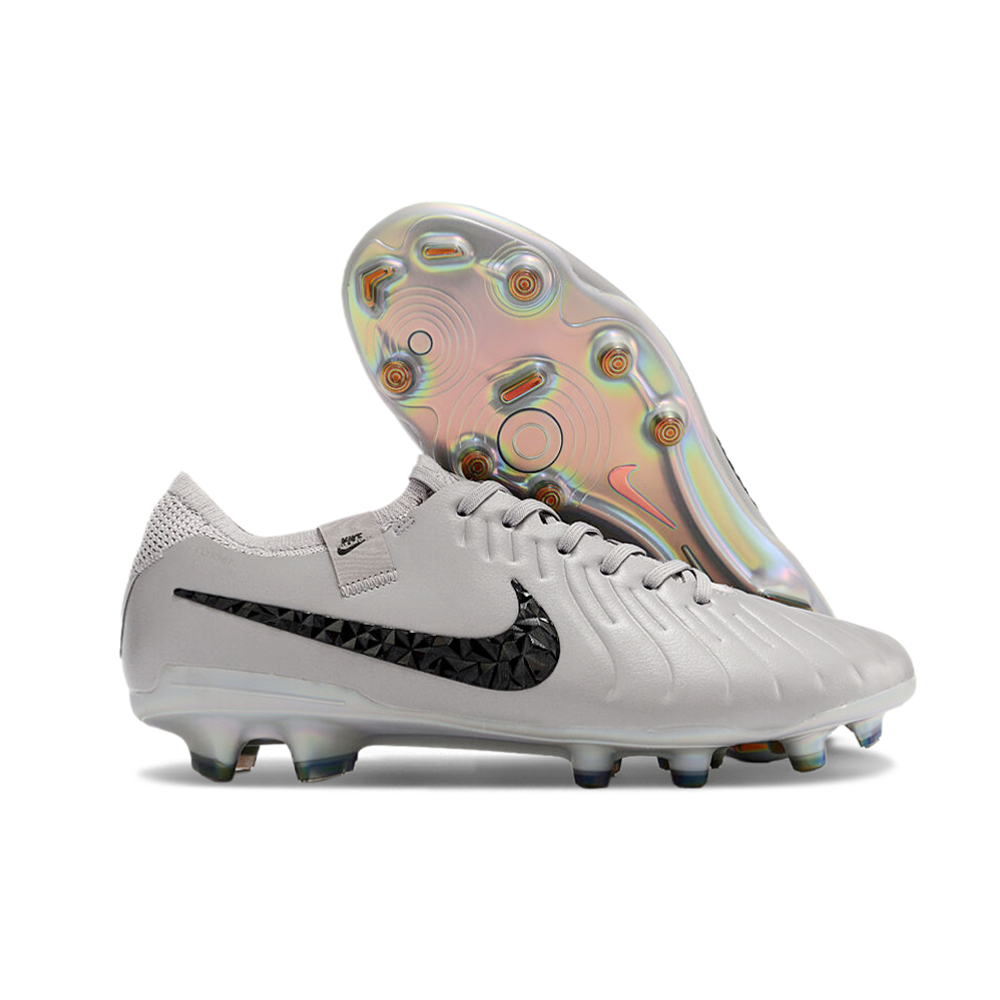 Chuteira Campo Nike Tiempo Legend 10 Elite FG Prata e Preto 
