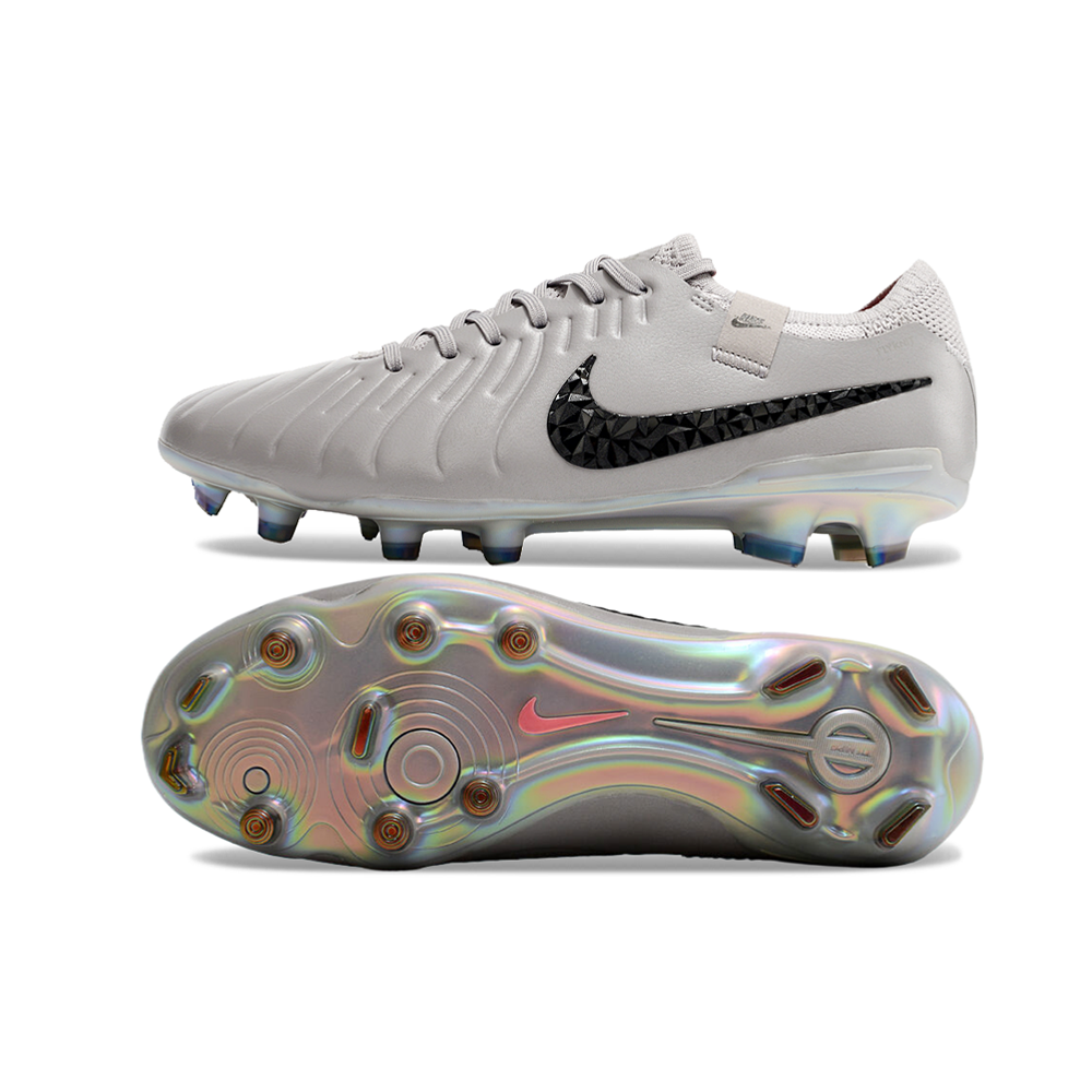 Chuteira Campo Nike Tiempo Legend 10 Elite FG Prata e Preto 