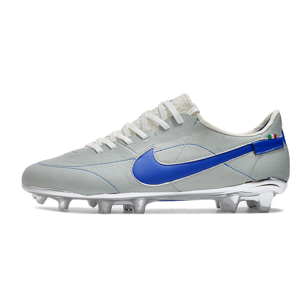 Chuteira Campo Nike Tiempo Legend 9 Elite FG Cinza e Azul 