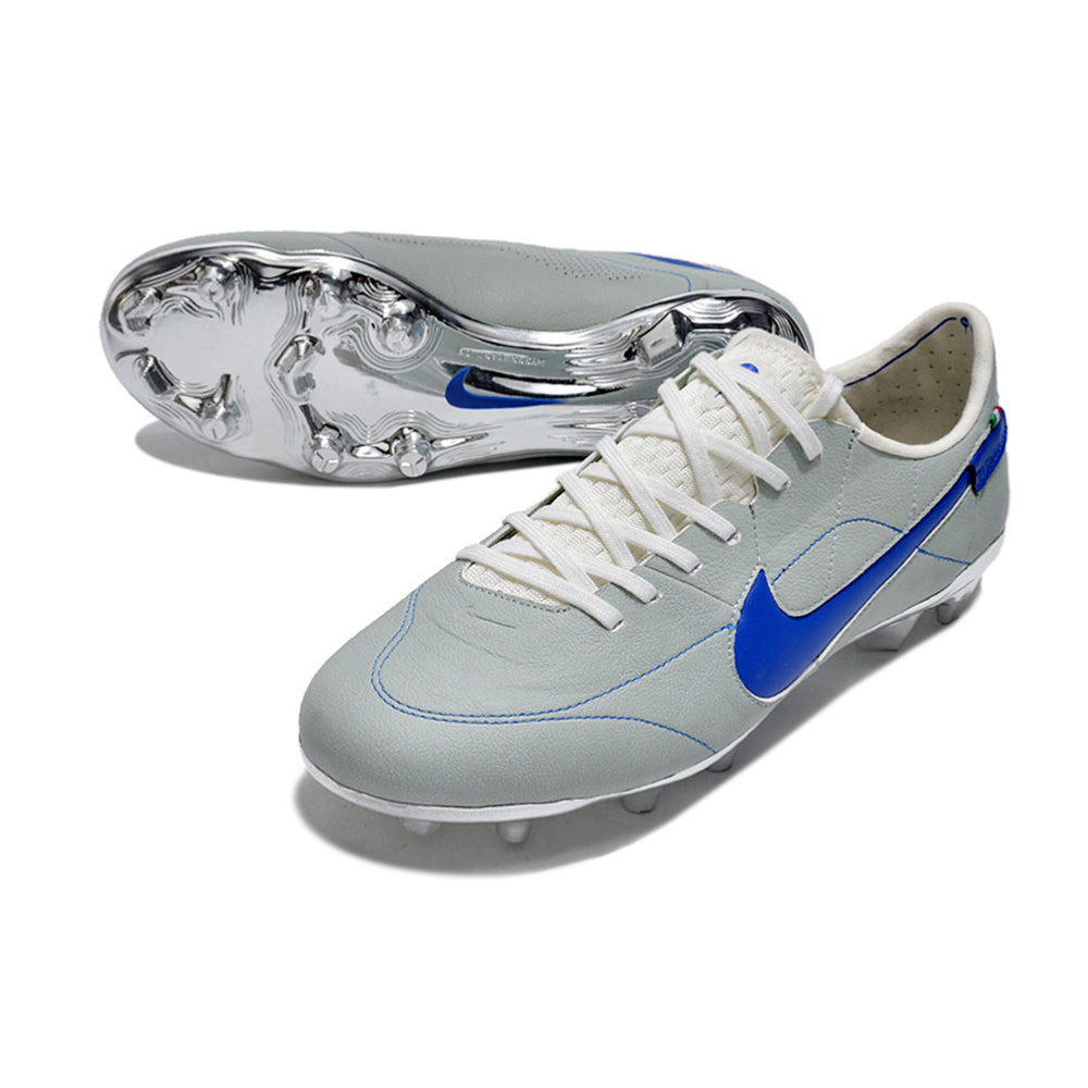 Chuteira Campo Nike Tiempo Legend 9 Elite FG Cinza e Azul 